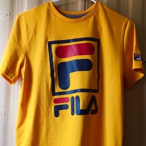 Printed T-shirt with bright orange contrast